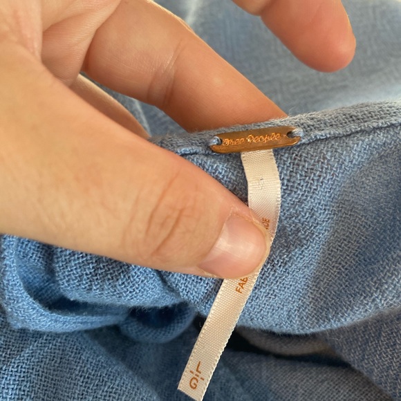 Free people Blue Mini Dress with belt tie bohemian - Picture 12 of 15